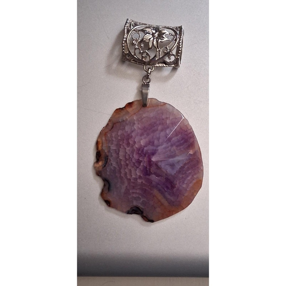 Purple passion agate Statement Pendant   Large Filigree bail.